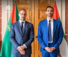 Prince Rahim with UAE Sheikh Salem bin Khalid Al Qassimi at the Diwan of the Ismaili Imamat, Lisbon   2023-05-21